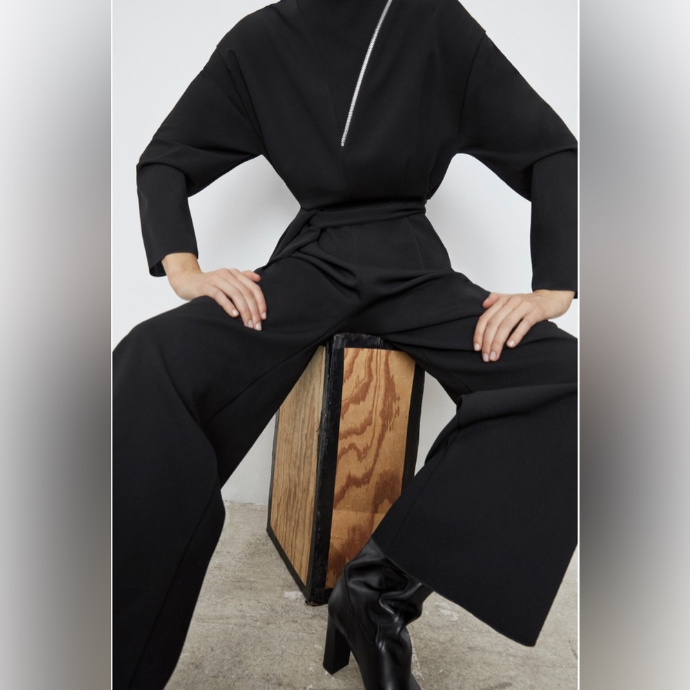 Zara Diagonal Zipper Jumpsuit